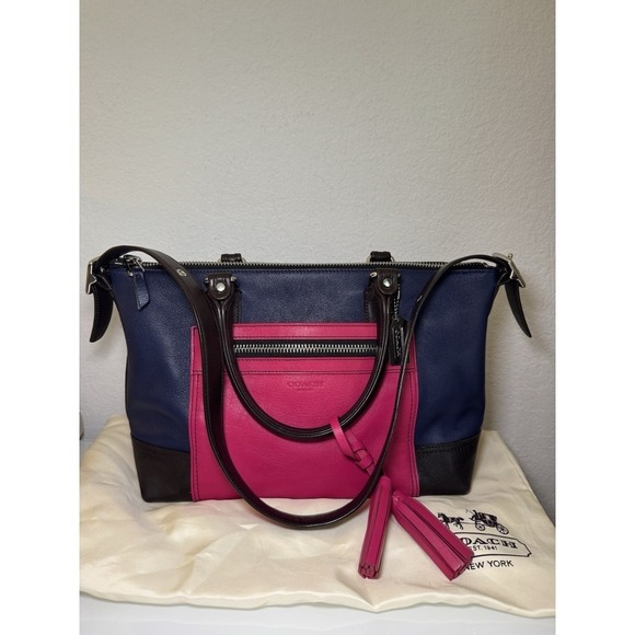 Coach Legacy Colorblock Molly Satchel Shoulder Bag Pink/Navy/Black 21134